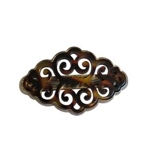 Brighton Tortoiseshell Filigree Barrette Hair Clip Art Deco Style Made in France
